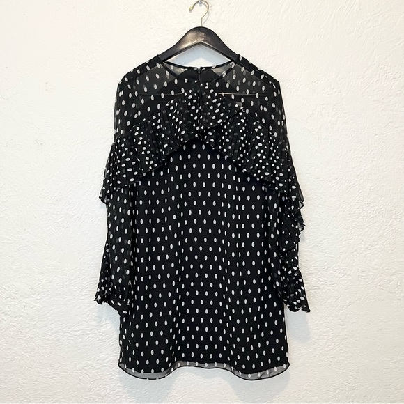 Keepsake the Label Dress Large Black White Polka Dot Ruffle Pleated L - Picture 4 of 8